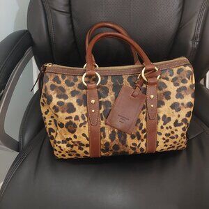100% Auth DOLCE & GABBANA BB2208 Animalier Leopard Satchel Duffle Bag NWT !!!